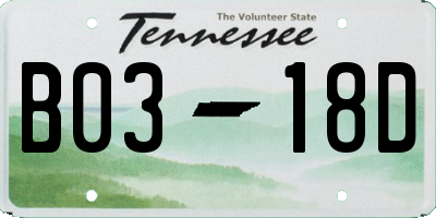 TN license plate B0318D