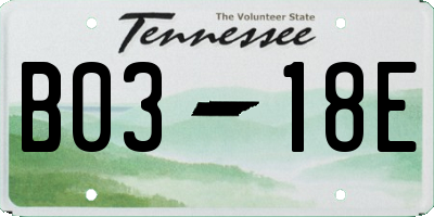 TN license plate B0318E