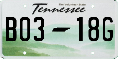 TN license plate B0318G