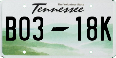 TN license plate B0318K