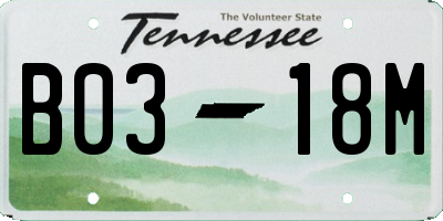 TN license plate B0318M