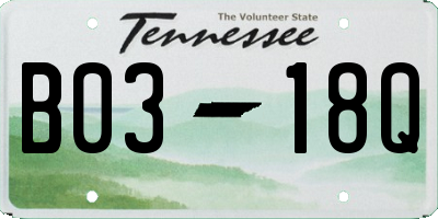 TN license plate B0318Q