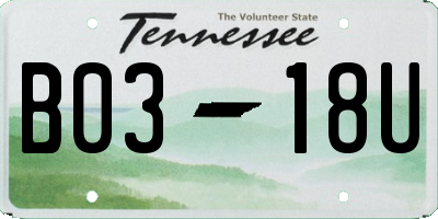 TN license plate B0318U
