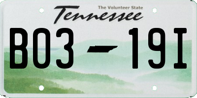 TN license plate B0319I
