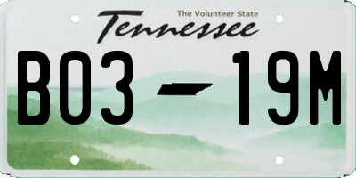 TN license plate B0319M