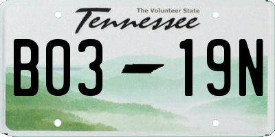 TN license plate B0319N