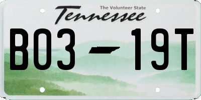 TN license plate B0319T