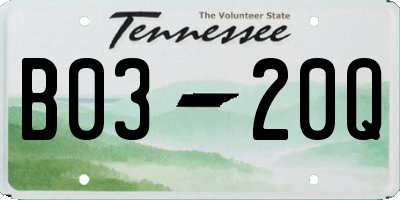 TN license plate B0320Q