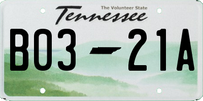 TN license plate B0321A