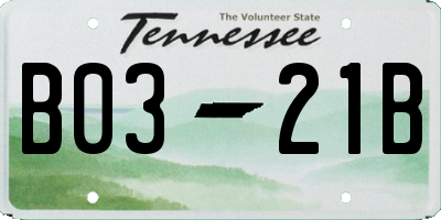 TN license plate B0321B