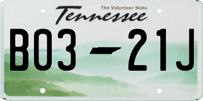 TN license plate B0321J