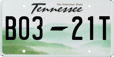 TN license plate B0321T