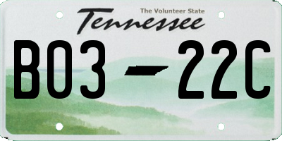 TN license plate B0322C