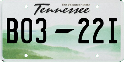 TN license plate B0322I