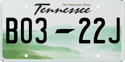 TN license plate B0322J