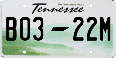 TN license plate B0322M