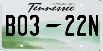 TN license plate B0322N