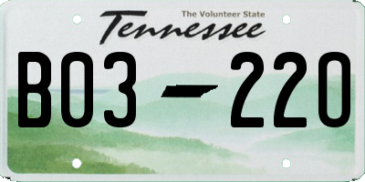 TN license plate B0322O