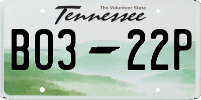 TN license plate B0322P