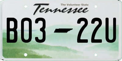 TN license plate B0322U