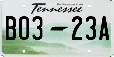 TN license plate B0323A