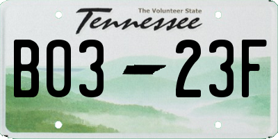 TN license plate B0323F