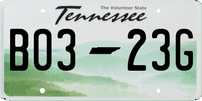 TN license plate B0323G