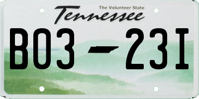 TN license plate B0323I
