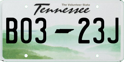 TN license plate B0323J