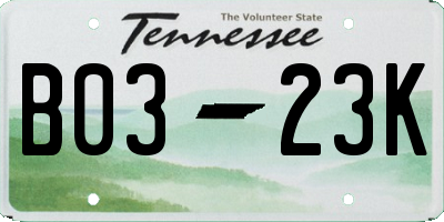 TN license plate B0323K