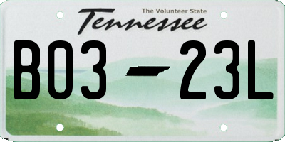 TN license plate B0323L