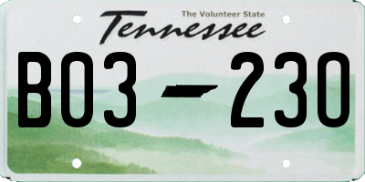 TN license plate B0323O