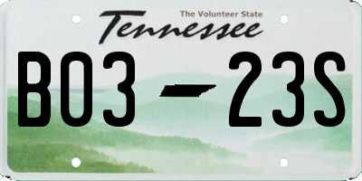 TN license plate B0323S