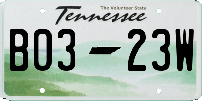 TN license plate B0323W