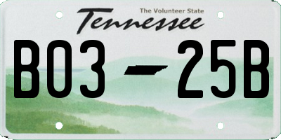 TN license plate B0325B