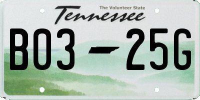 TN license plate B0325G