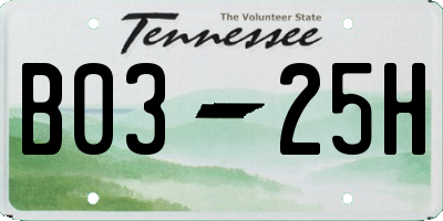 TN license plate B0325H