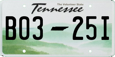 TN license plate B0325I
