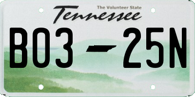 TN license plate B0325N