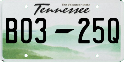 TN license plate B0325Q