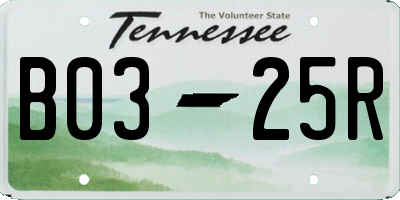 TN license plate B0325R