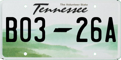TN license plate B0326A