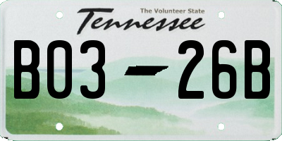 TN license plate B0326B