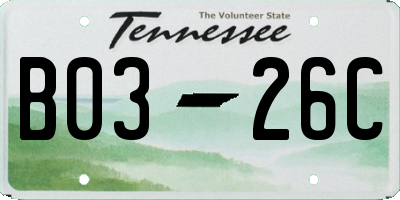 TN license plate B0326C