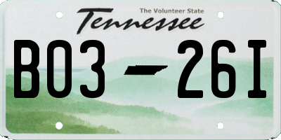TN license plate B0326I