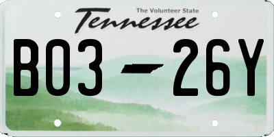 TN license plate B0326Y