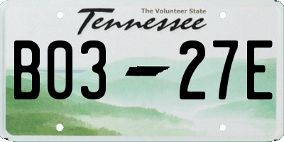 TN license plate B0327E