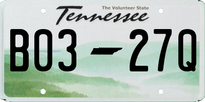 TN license plate B0327Q