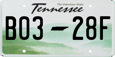 TN license plate B0328F