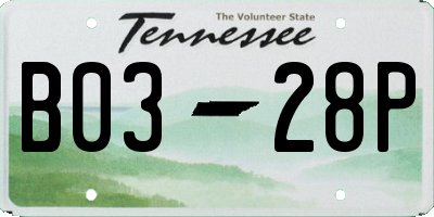 TN license plate B0328P